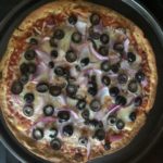 Olives and Onions Thin Crust Veggie Pizza.