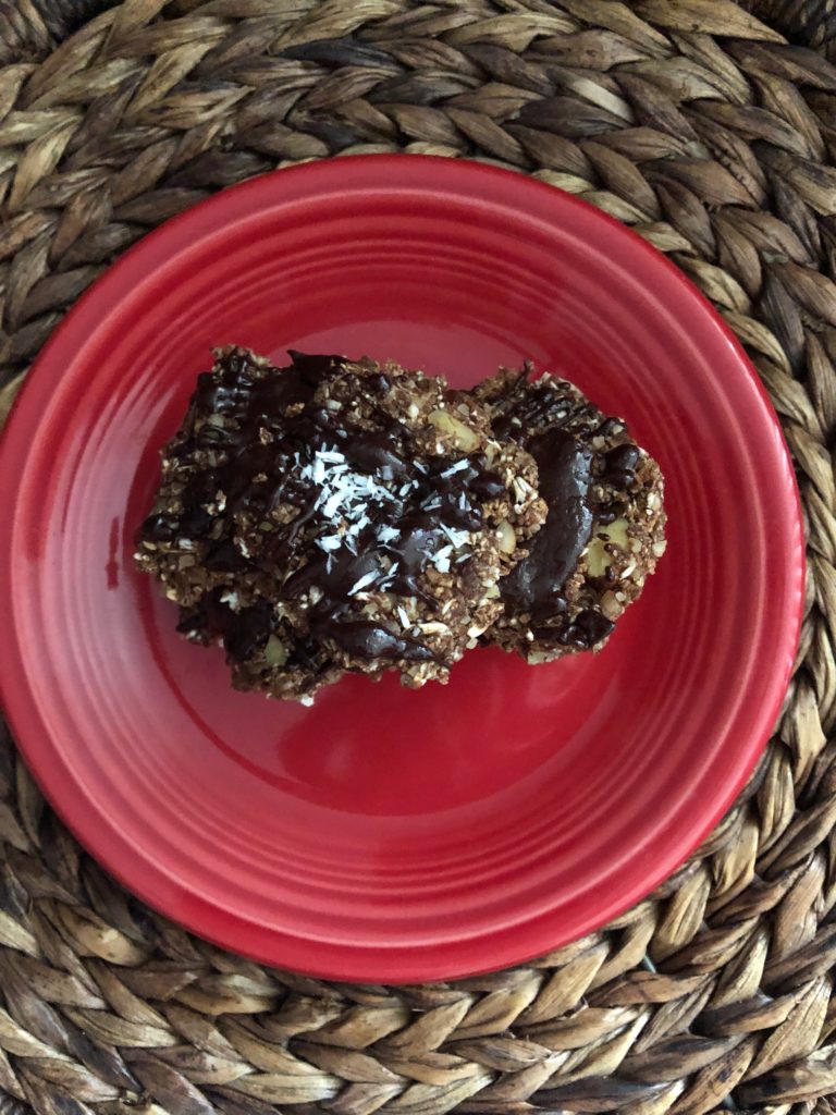 A healthy snack like these Samoa Bars is an example of Ayurvedic ways.