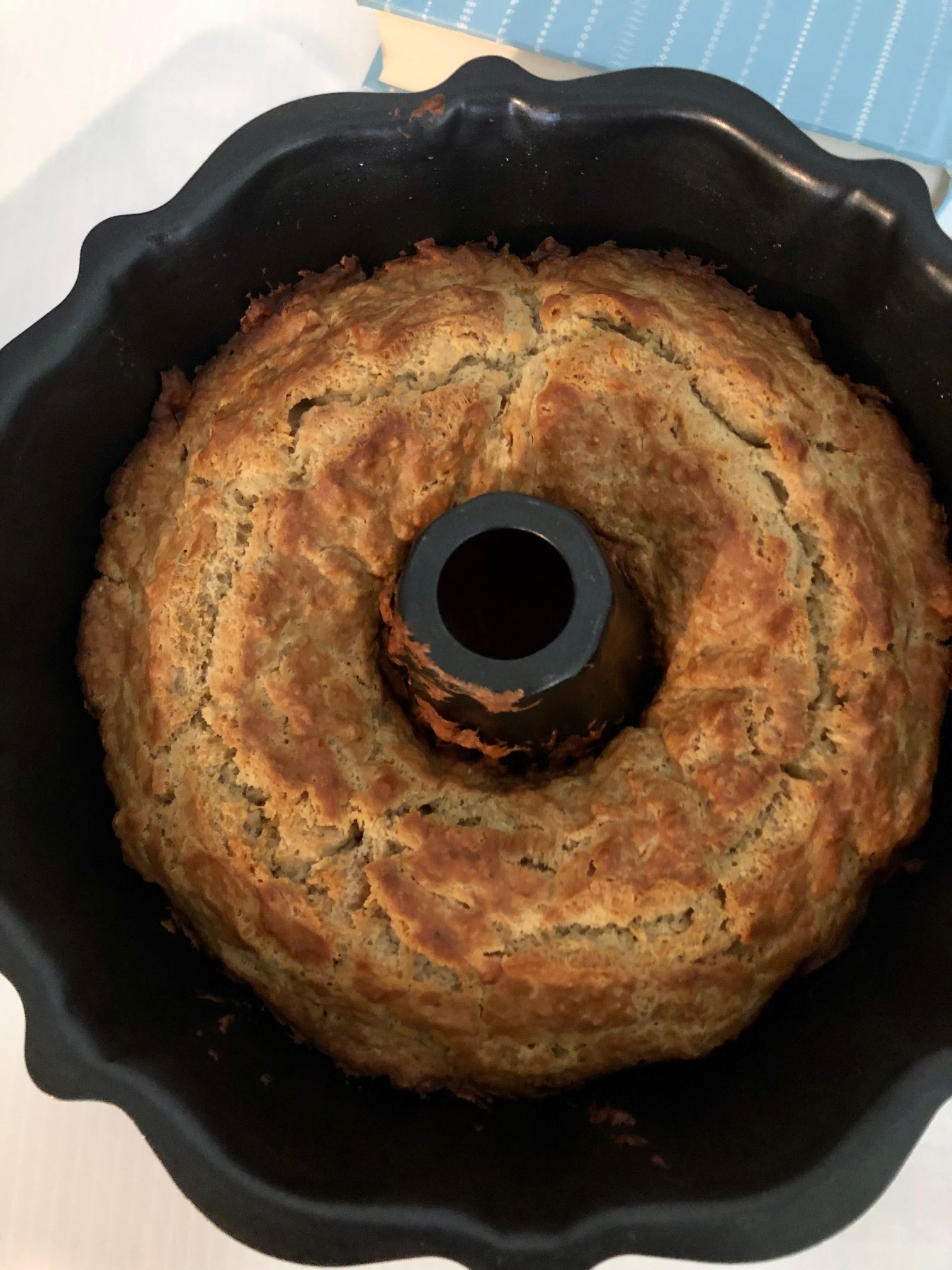 fall apple bundt cake cooling.