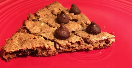 Healthiest cookie goes to one with no white flour, no added white sugar and no butter. But still tastes amazing like this flourless oat based chocolate chip cookie.