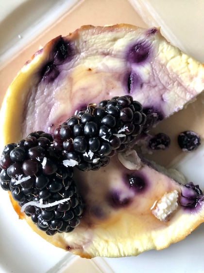 Baked blueberry cheesecake with no cream cheese.