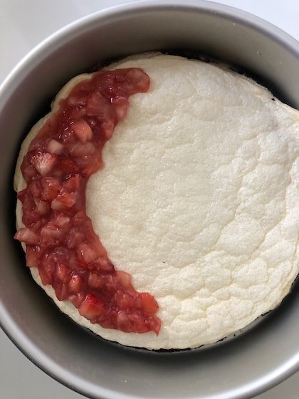 tropical fruits meringue pie base