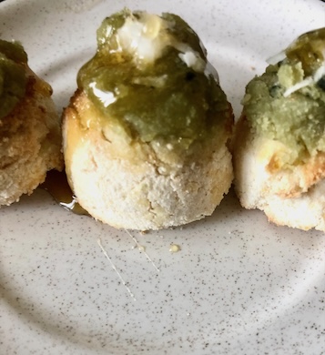 Honey glazed matcha cream lemon coconut cookie bites.