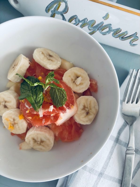 apple ambrosia with grapefruit and banana bowl.