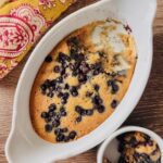 blueberry cobbler with applesauce after digging in.