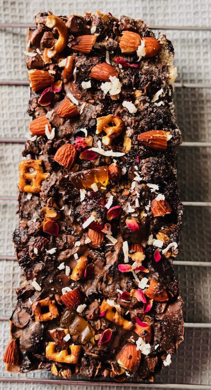 Rocky road bar is a great afternoon snack when you're wanting sweet and salty.
