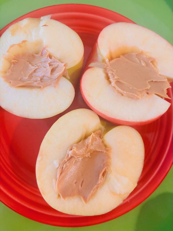 apples with peanut butter snack.