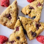 Easy berry scone with raspberries for heart healthy.