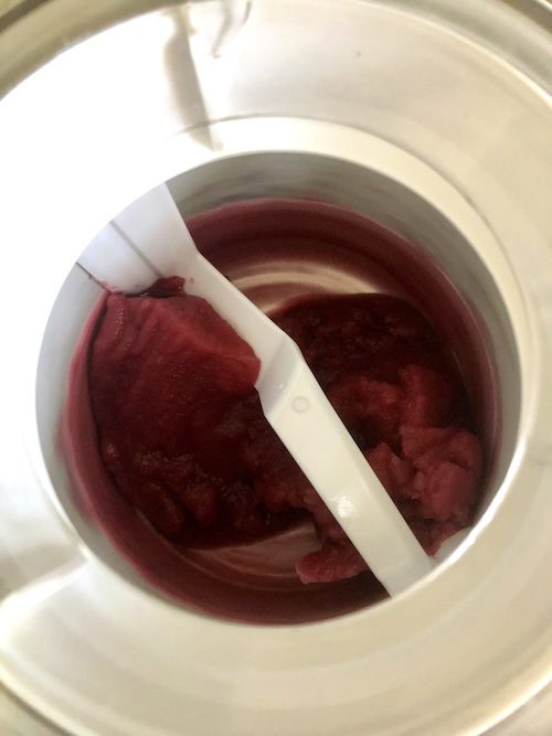 Pomegranate fruit sorbet in the making.
