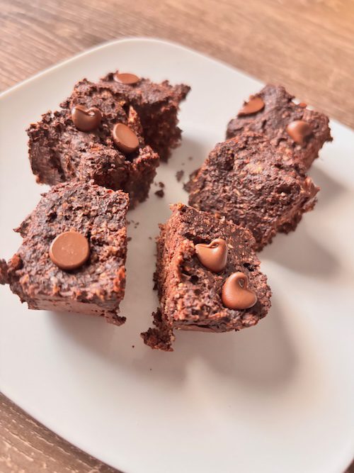 Fudgy homemade brownie made with healthy ingredients.