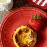 ricotta cheesecake on a plate.
